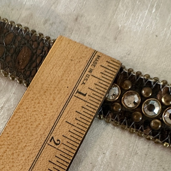 B.B. SIMON RHINESTONE LEATHER BELT EUC LARGE main image 6